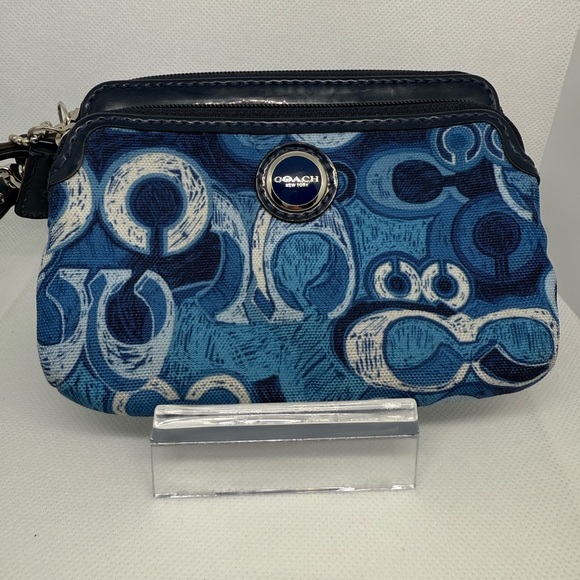 Coach Blue Clutch with Signature Pattern - Picture 1 of 5
